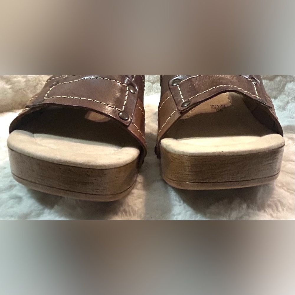 LOWER EAST SIDE Brown Leather chunky block Mule Clog women’s size 8.5 - Picture 6 of 10
